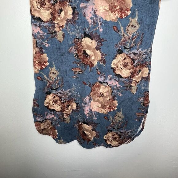 Pinc‎ TeeTunic Women's L Stretch Velour Boho Short Sleeve Y2K FloralBlueRose - Picture 5 of 11